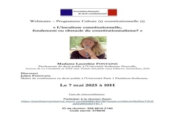 Webinaire - L'inculture constitutionnelle, fondement ou obstacle du constitutionnalisme ?