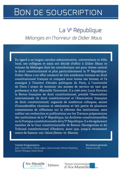 La Ve République - Mélanges en l’honneur de Didier Maus