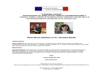 Webinaire - L'habeas corpus : composante ou pilier d'une culture constitutionnelle ?